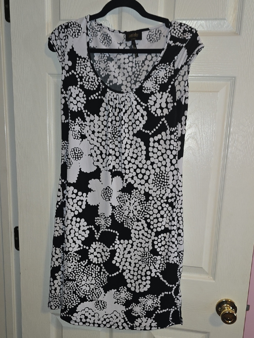 Laundry By Shelli Segal Black & White Floral Scoop Neck Tunic